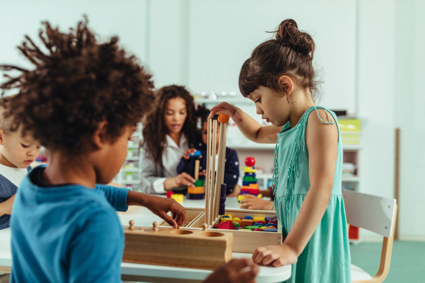 children playing with blocks.